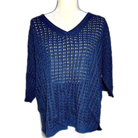 Margaret O’Leary Open Knit Short Sleeve Sz L - Picture 1 of 5